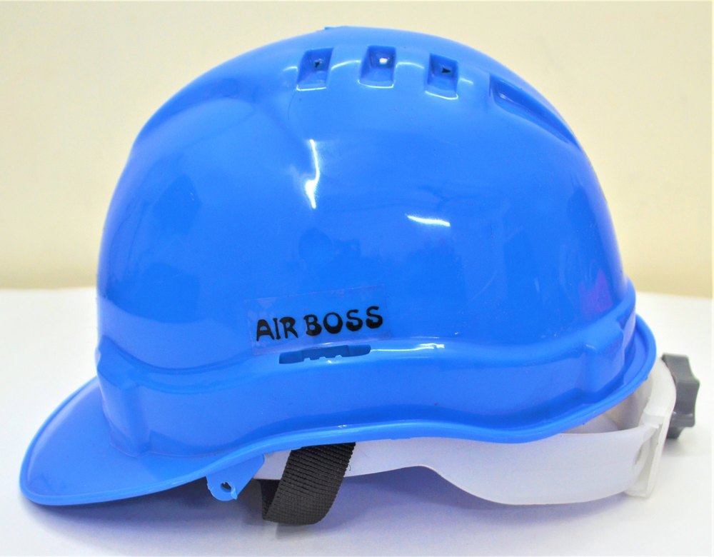 White and Blue Polypropylene Plastic Safety Hard Hats With Torch, Application: Construction and Industry