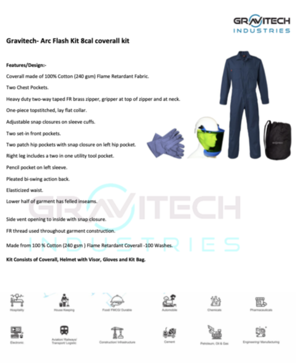Overalls Blue Gravitech E Flash 8Cal Kit, For Electrical Safety, Model Name/Number: Graviarc