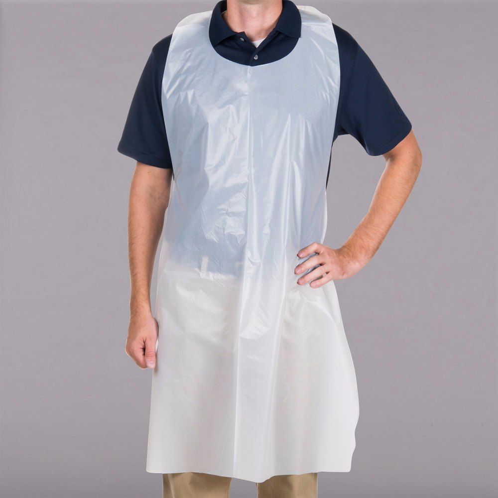 WHITE, BLUE Plain HDPE Disposable Poly Apron, For Safety & Protection, Size: 28x48