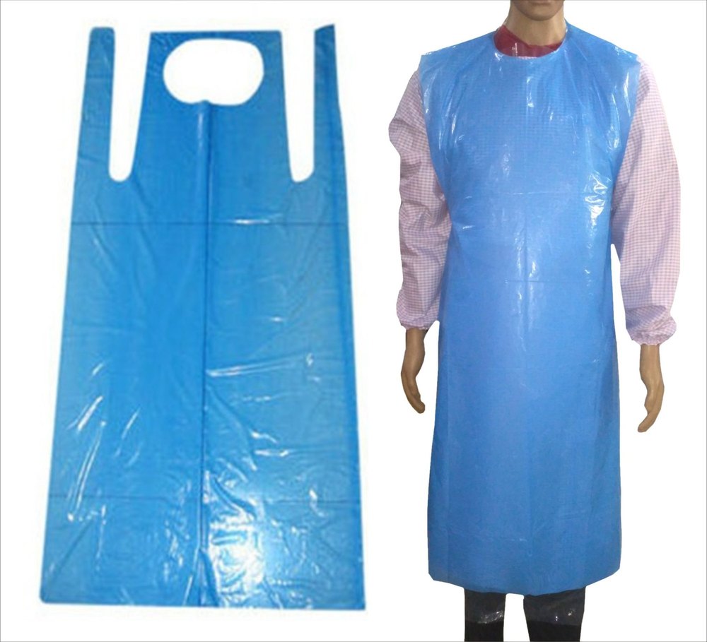 Blue Plain Disposable Plastic Apron, For Safety, Size: 140 x 150 Cm