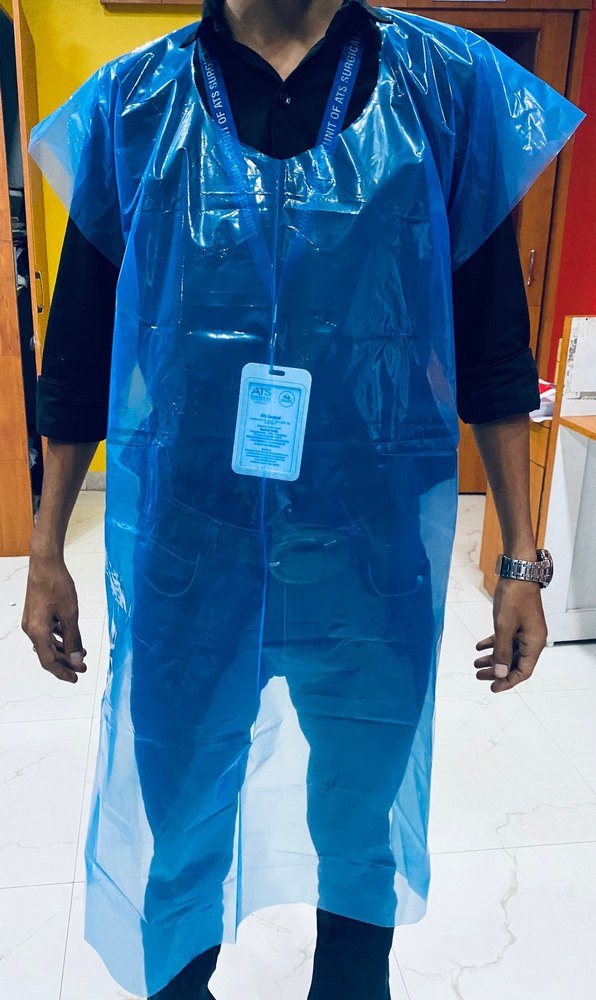Blue Plain MedCure Disposable Plastic Apron, Size: Medium