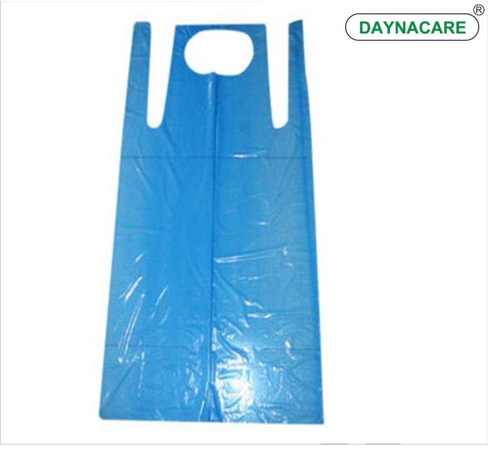 Blue Plain Disposable Plastic Apron, For Kitchen, Size: Large