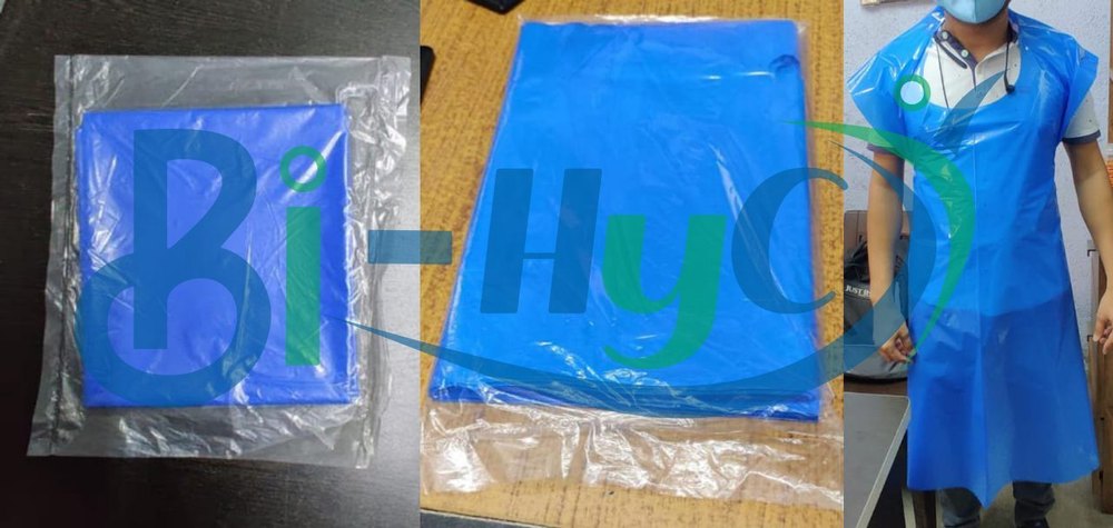 PE Blue Hospital Plastic Apron, For Safety & Protection, Size: Large