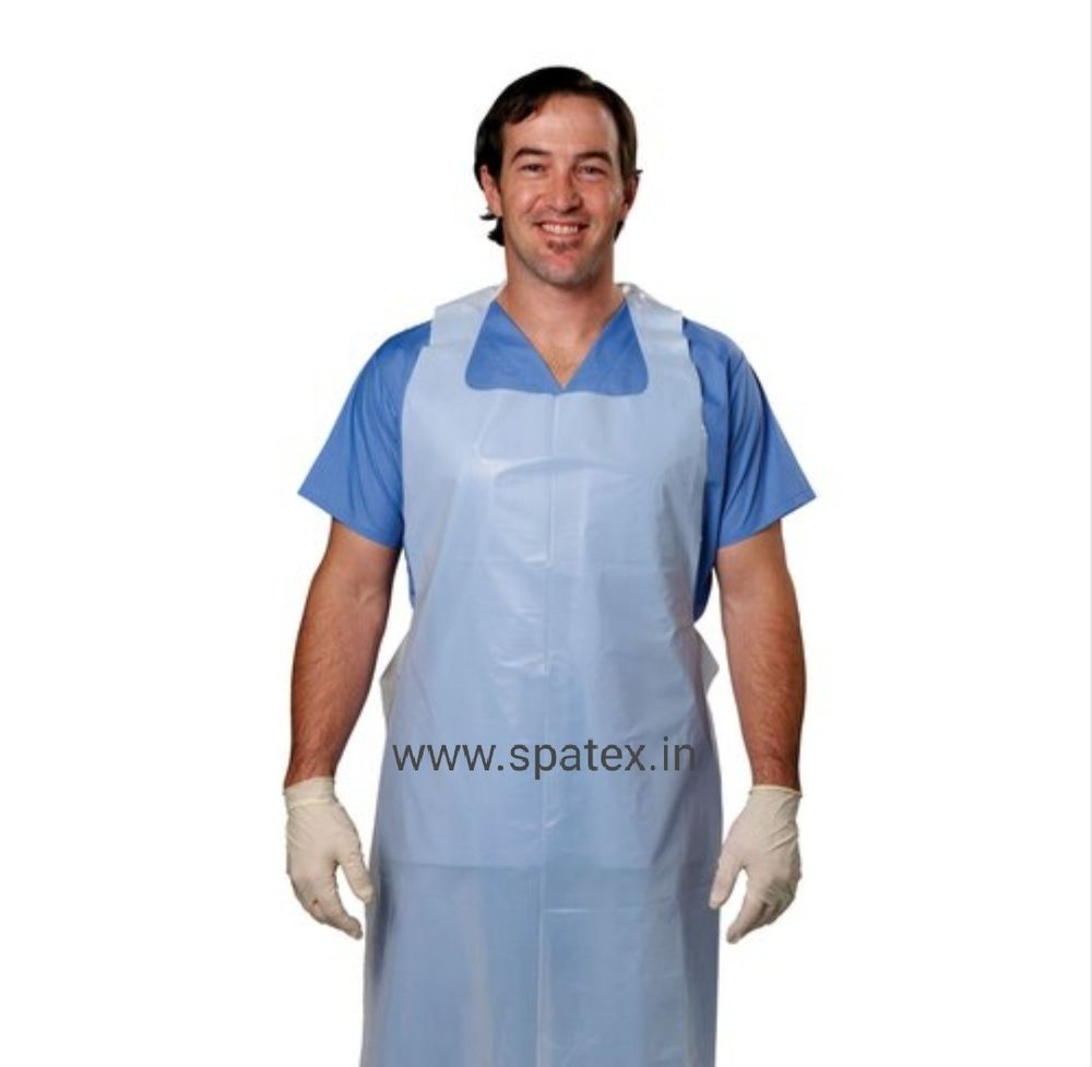 PE White Blue Plastic Apron, For Hospitals and Hotels, Size: Large