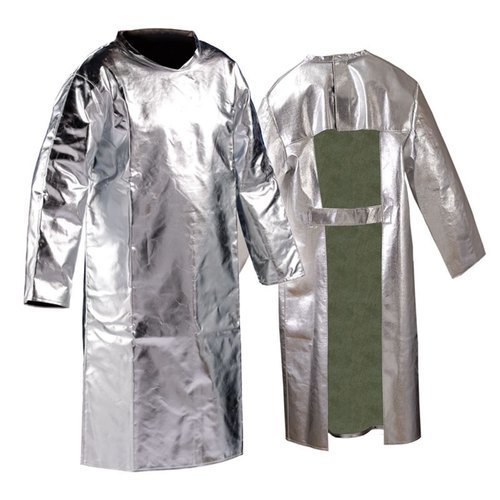 Own White Aluminized Back Side Open Apron, For Industrial, Size: Free Size