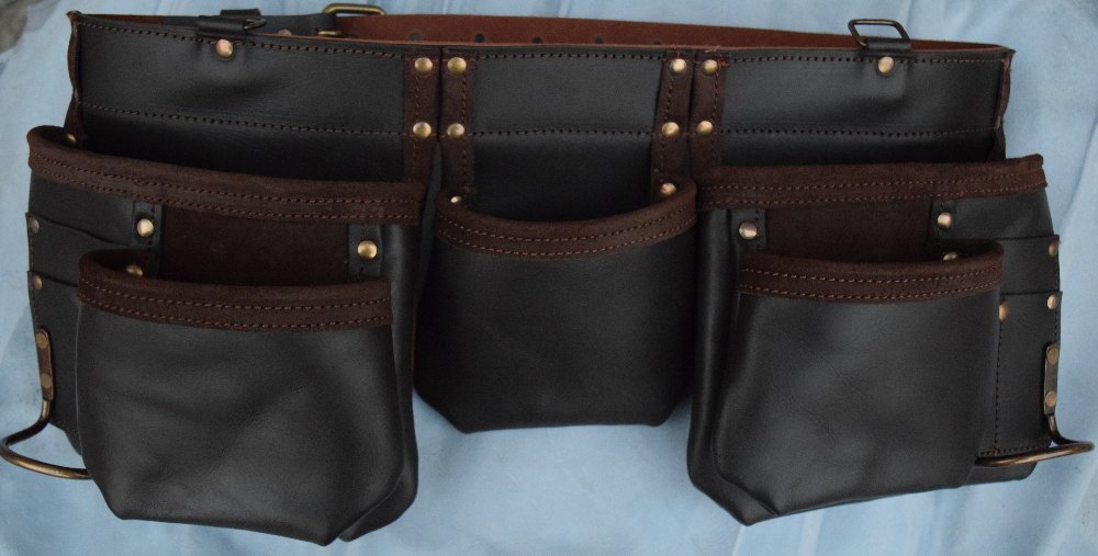 Top Grain Oil Tann Leather Tool Apron Double Belt