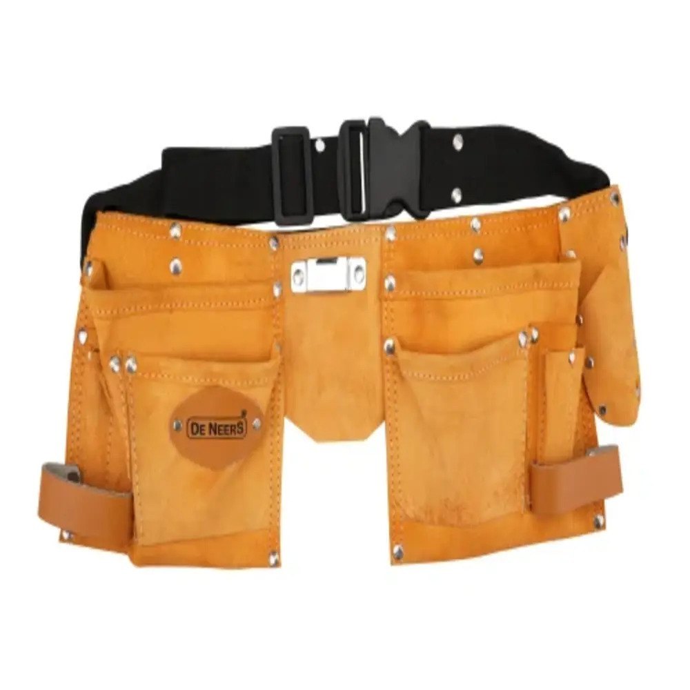 De Neers Mustard 11 Pocket Leather Tool Apron, For Construction, Size: Medium