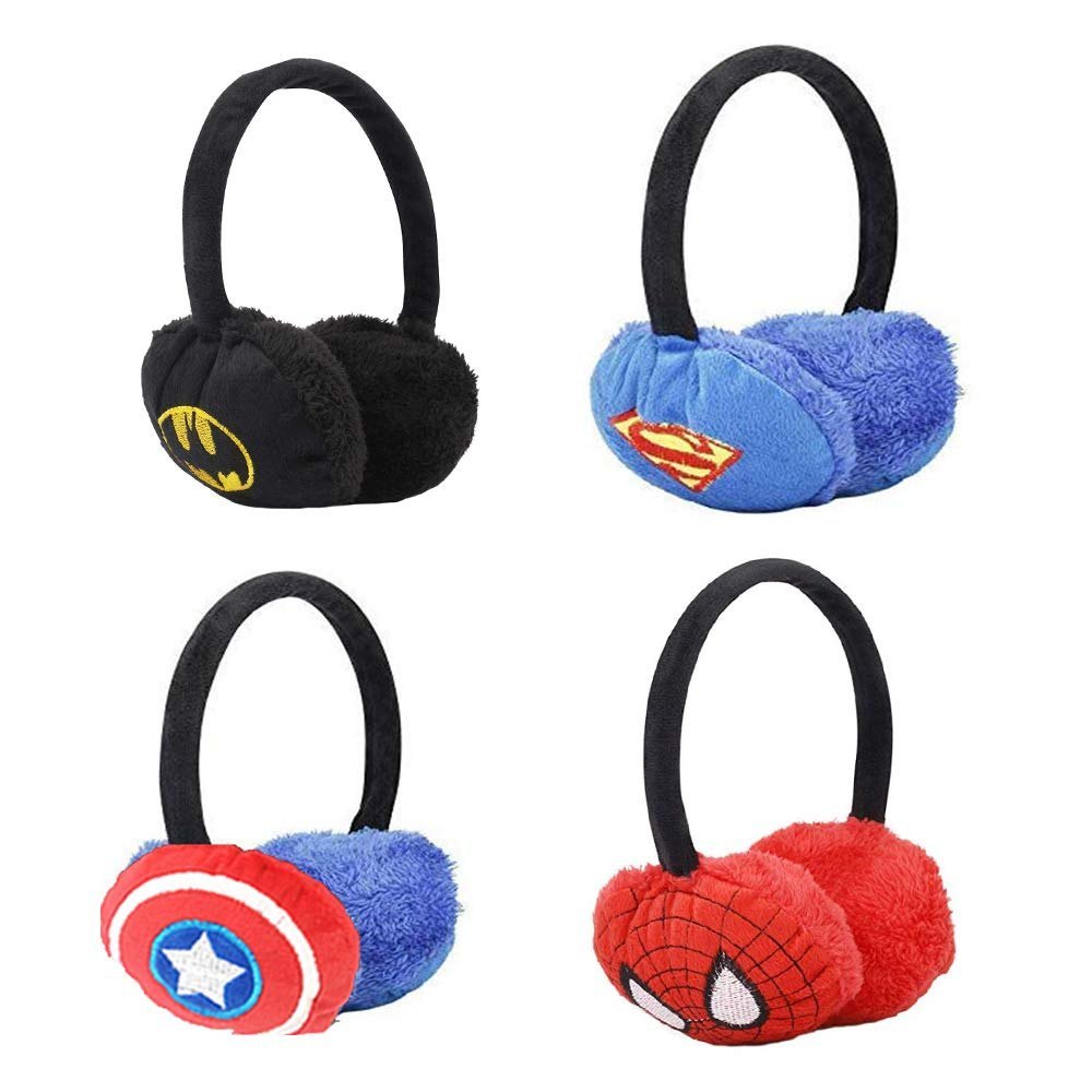 Black Lightweight Superheros Earmuff for Kids, Not Foldable, Round