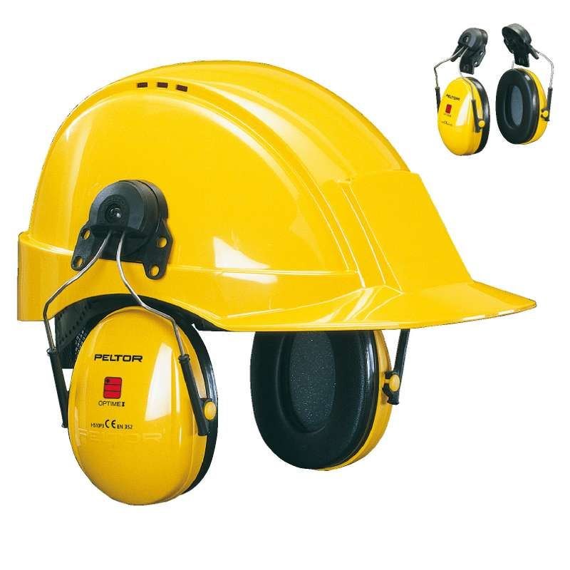 Yellow helmet attache ear muff, Adjustable Headband, Oval