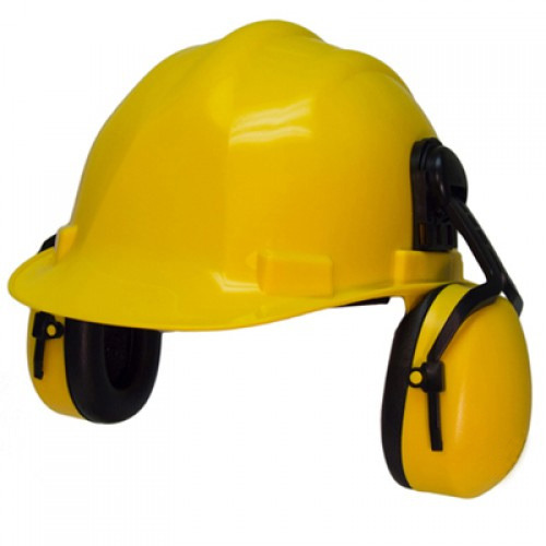 Safety Helmet with Ear Muff, Foldable, Round