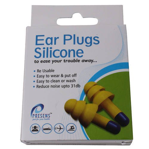 Yellow Ear Plugs Silicone, For Noise Reduction