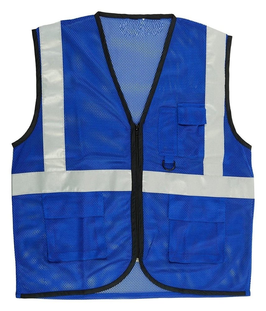 Unisex Nylon Hi Visibility Jacket Wt Zip And Pockets In Net, Size: Free Size