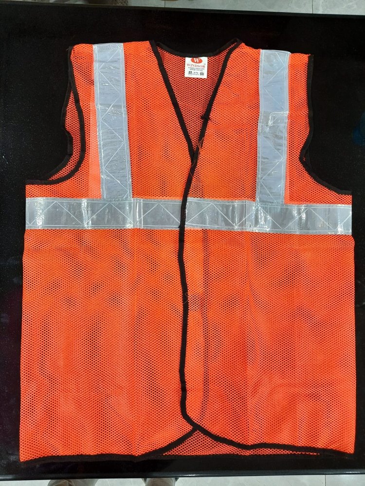 Unisex Green Orange Polyester Reflective Jacket