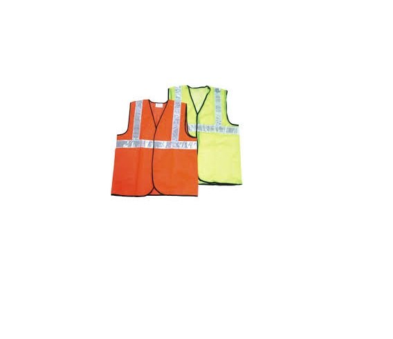 Unisex Orange And Green Polyester High Visibility Safety Jecket
