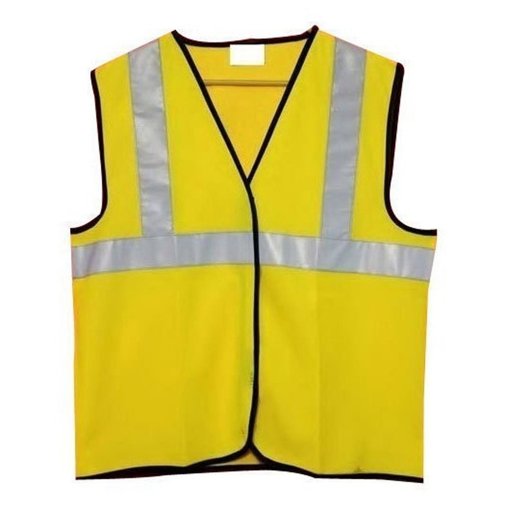 Without Sleeves Plain Polyester Safety Jacket, For Construction, Size: Free Size