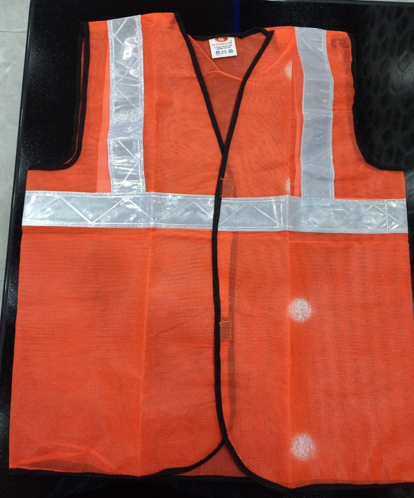 Unisex Orange Industrial Polyester Safety Jacket, Size: Free Size
