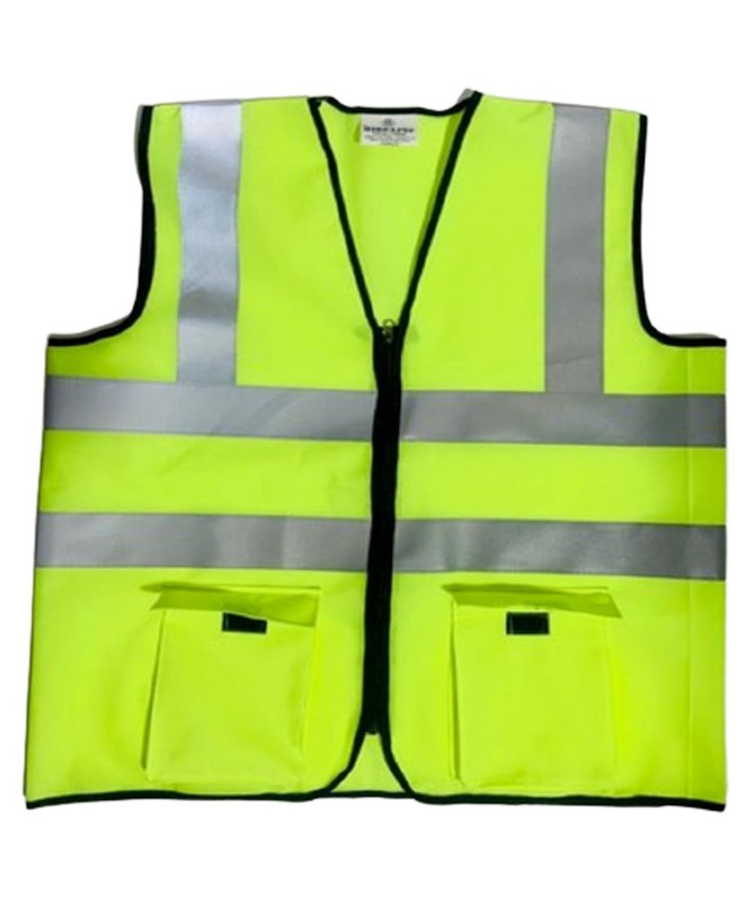 Without Sleeves Plain 90GSM Sleeveless Polyester Safety Jacket, For Construction, Size: Medium