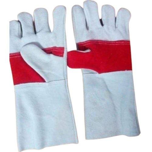 Full Fingered Red Palm Leather Gloves, Size: Free Size