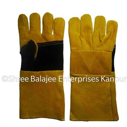 Yellow And Black Industrial Leather Palm Gloves