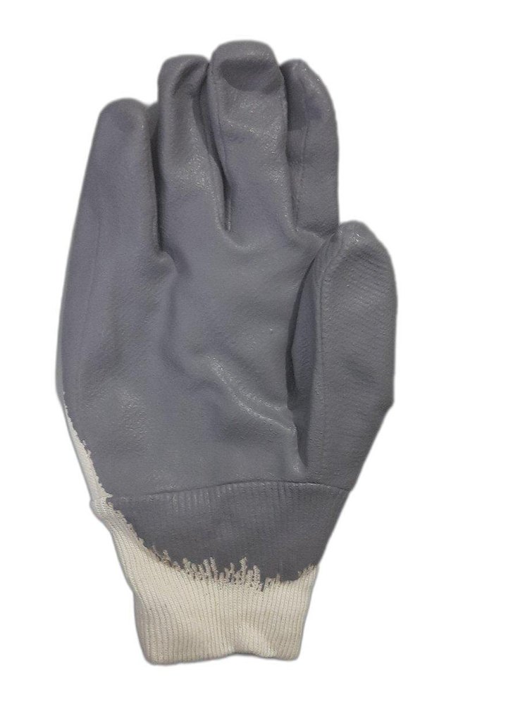 Gray Full Fingered Leather Palm Safety Gloves, For Construction, Size: Free Size
