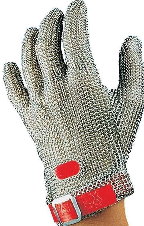 Unisex Silver Stainless Steel Gloves also called Metal Mesh Gloves for Meat Chopping