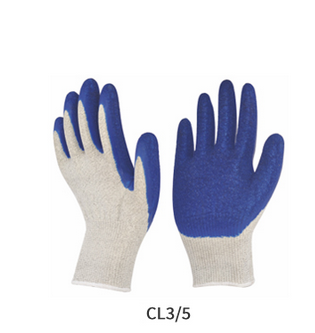 Plain Full Fingered Cut Resistant Blue and White Coated Gloves