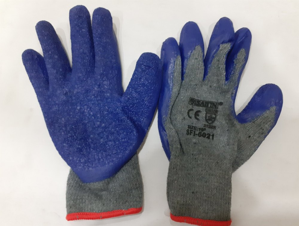 RUBBER ORANGE AND BLUE Glass Handling Safety Gloves