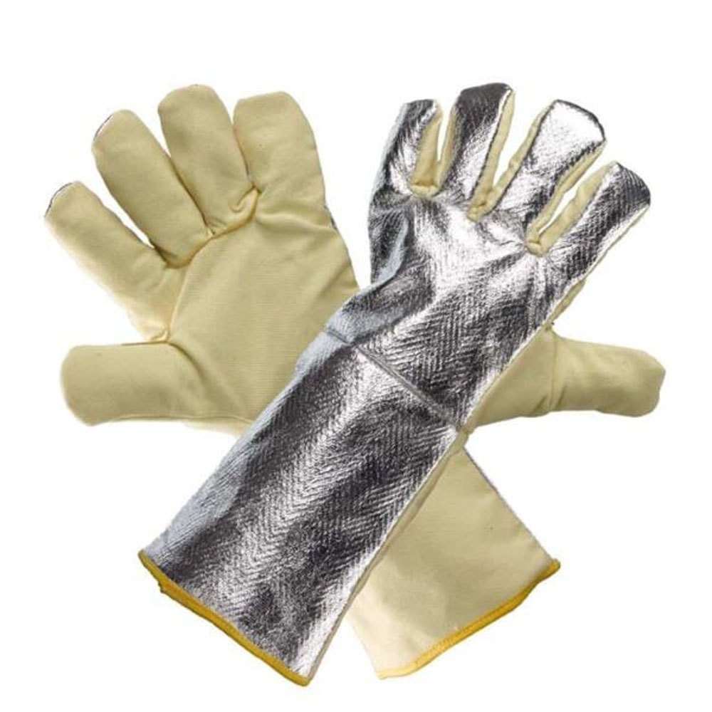 Yellow and Natural Udyogi Heat Resistant Gloves Aluminised Aramid