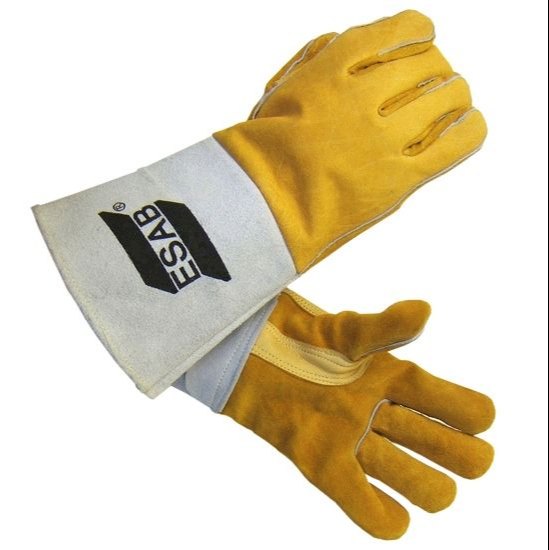 Safety Yellow ESAB Leather Welding Gloves, Cuff Length: 11-15 Inches