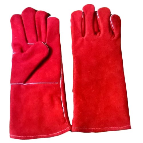 Red Split Leather Welding Hand Gloves
