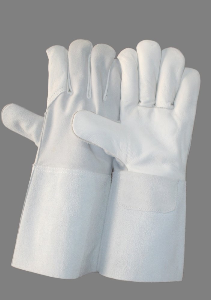 Unisex Chrome Leather Hand Gloves, Finger Type: Full Fingered