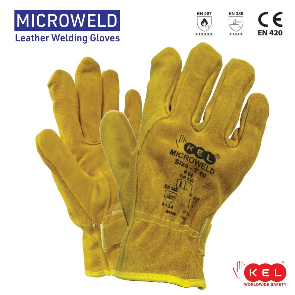 Yellow Full Fingered Welding And Handling Gloves - Microweld
