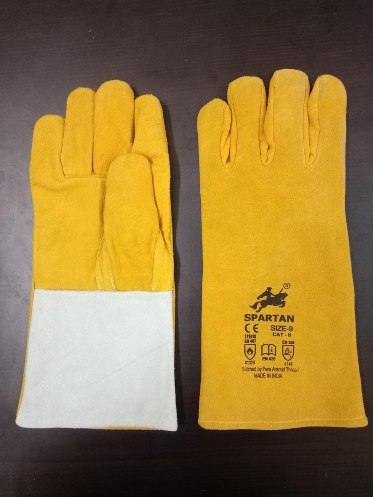 Unisex Leather Welding Hand Gloves, Finger Type: Full Fingered