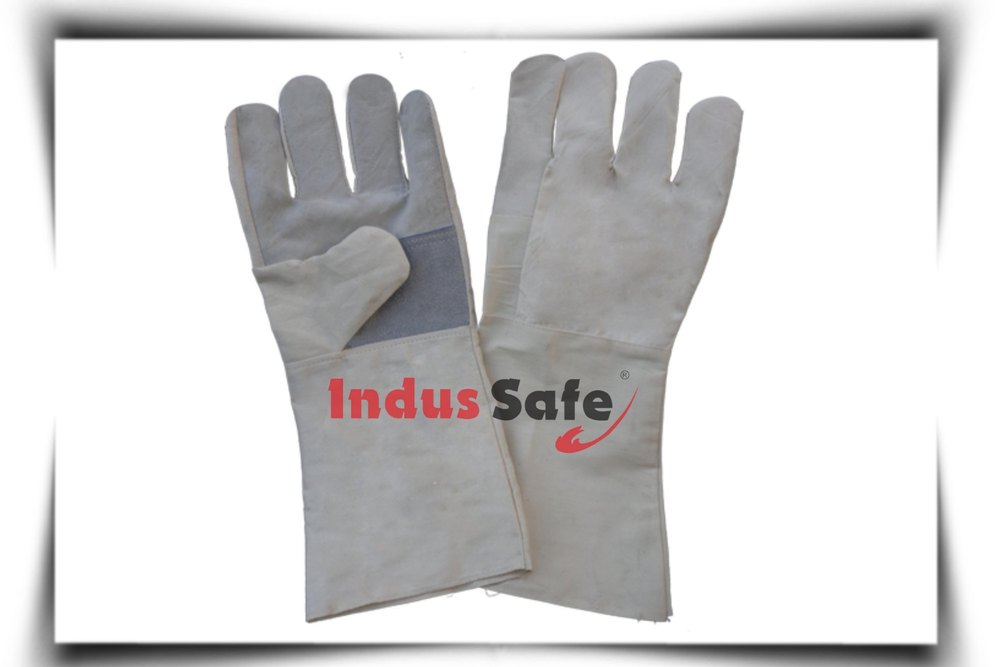 White Leather Canvas Gloves