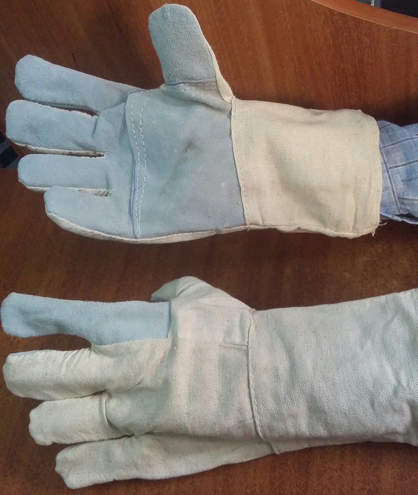 Plain Leather With Cotton Hand Gloves