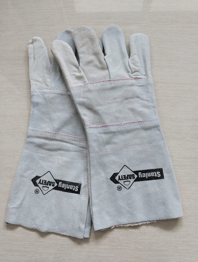 Unisex Industrial Leather Hand Gloves, 11-15 Inches, Finger Type: Finger Less
