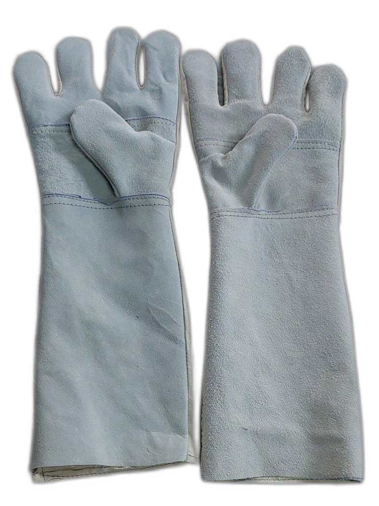 Male 18inch Canvas Leather Gloves, Finger Type: Full Fingered