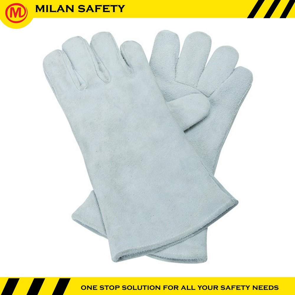 White Split Leather Hand Gloves
