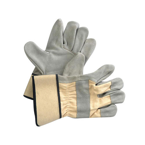 Grey and Brown Canadian Split Leather Gloves