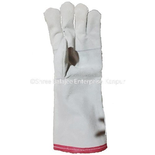 White Industrial leather Safety Hand Gloves, 11-15 Inches, Finger Type: Full Fingered