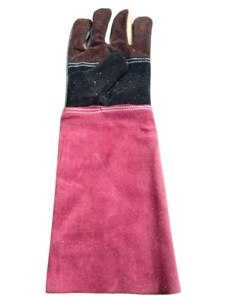 Unisex Industrial Long Leather Safety Gloves, 5inch, Finger Type: Full Fingered