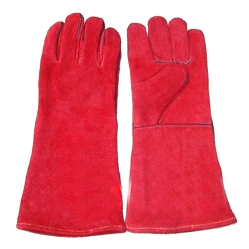 Red Leather Long Hand Gloves