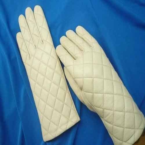 White Leather Full Gloves