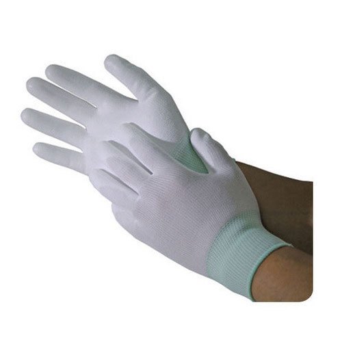 ESD PU Palm Coated Gloves- White, 1-5 Inches, Full Fingered