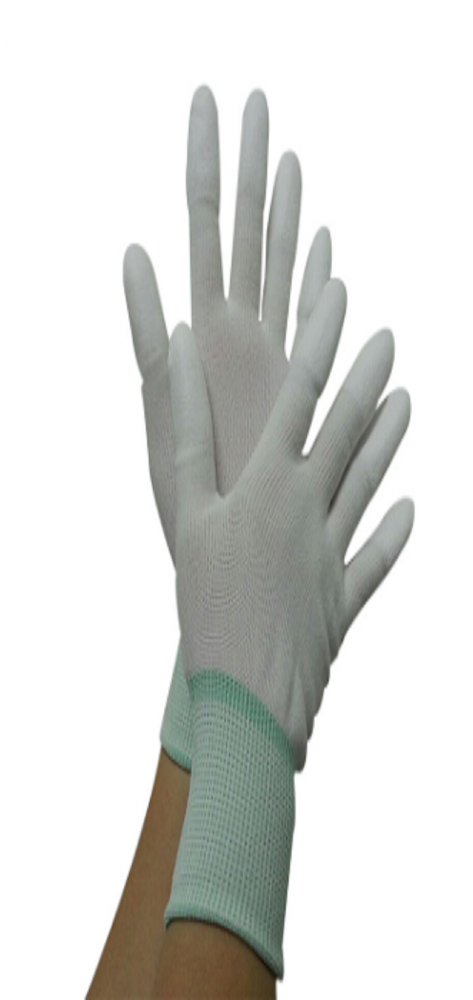 White Knitted Nylon PU Top Fit Gloves