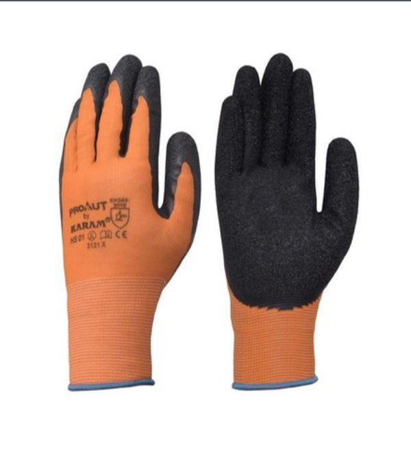 EN Nitrile Orange Liner with Black Crinkle Latex HS 01 PROCUT