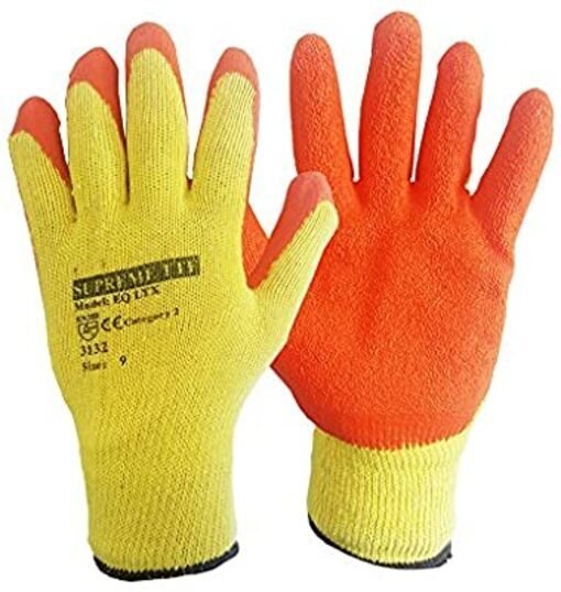 CE Latex Coated Knit Gloves crinkled, Size: M & L