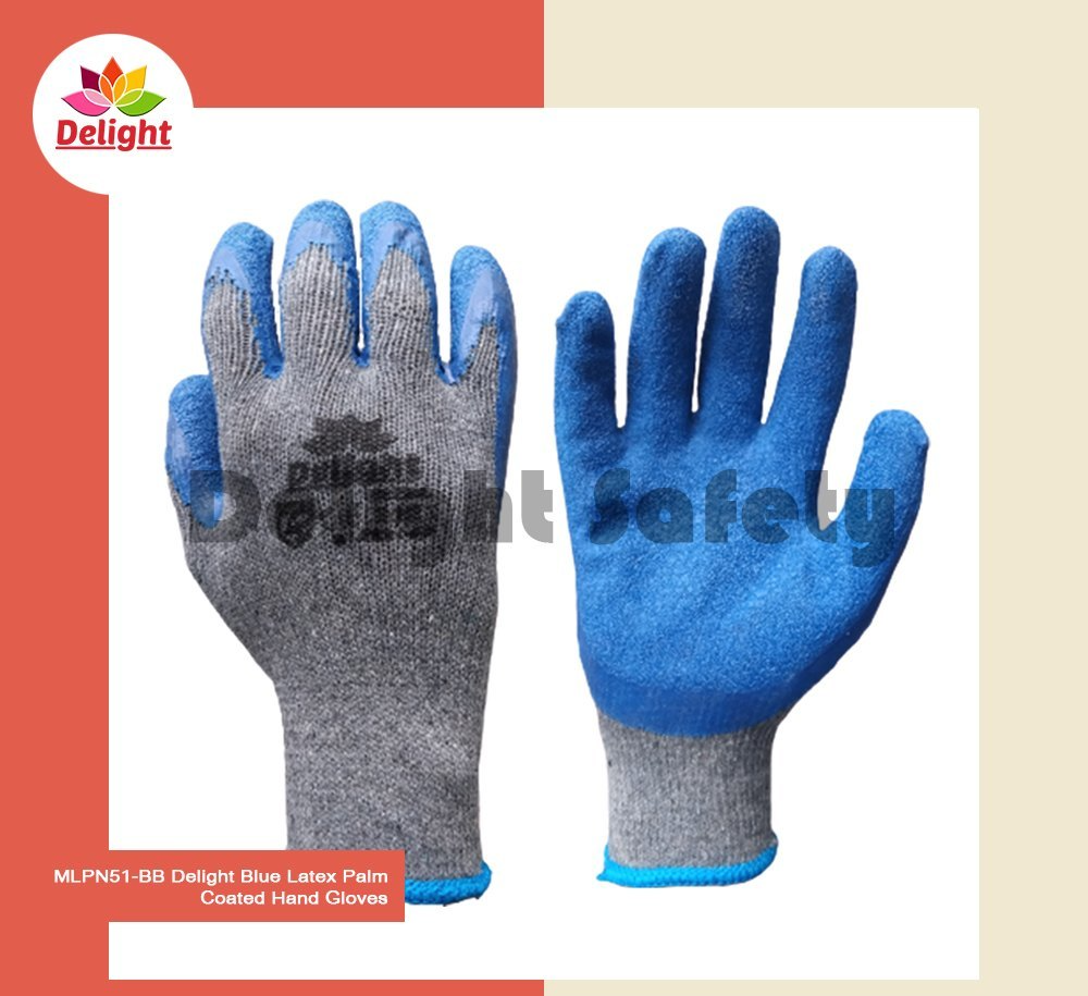 EN Delight MLPN51-BB Blue Latex Palm Coated Hand Gloves, For Industrial Use, Packaging Size: 300 Pair