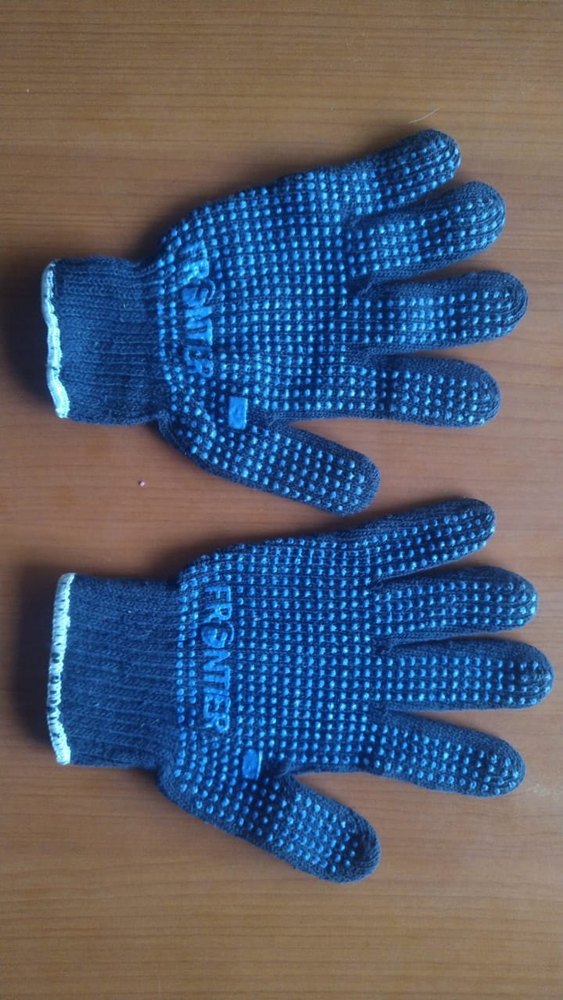 Blue Frontier Pvc Dotted Cotton Hand Gloves, Size: Small