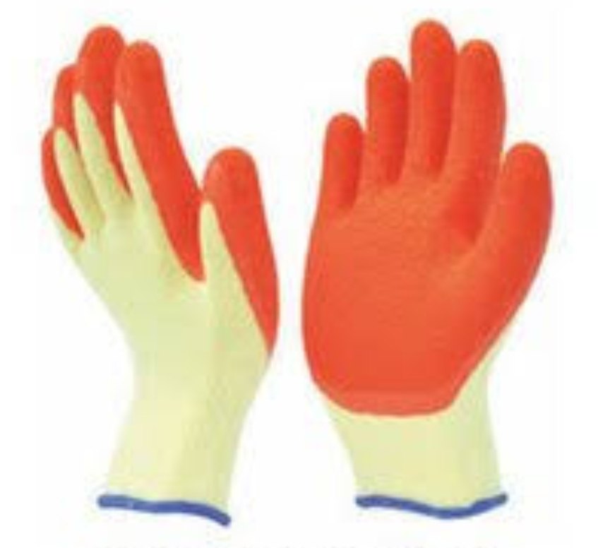Cotton Knitted Latex Coated Hand Glove - Orange On Yellow / Green On Yellow